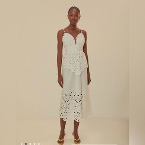 Farm Rio White Laise Sleeveless Maxi Dress